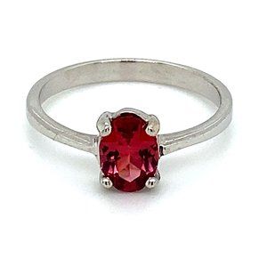 Red Mahenge Spinel .72ct Solid White 14K Gold Ring